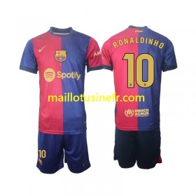 Maillot de Foot FC Barcelone Ronaldinho 10 Domicile 2024-25 Manches Longues - Enfant